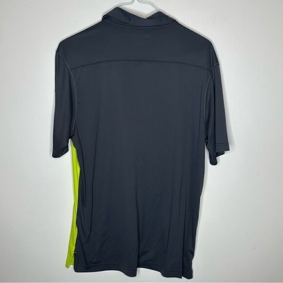 St. Andrews of Scotland Large Neon Yellow and Graphite Gray Golf Tech Polo - Picture 3 of 7